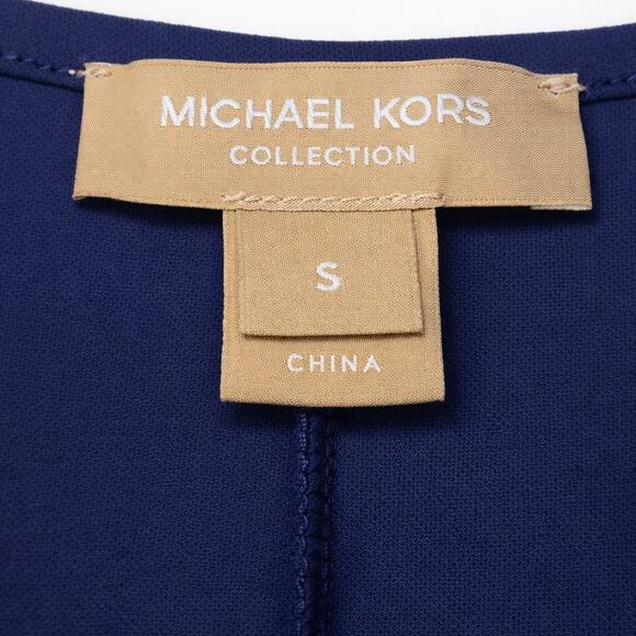 Michael Kors Bell-Sleeve Top True Navy Blue Small Quiet Luxury Minimalist - Picture 5 of 5